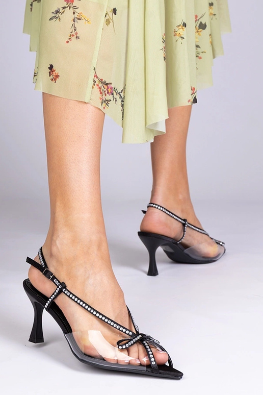 Czarne przezroczyste sandały na...