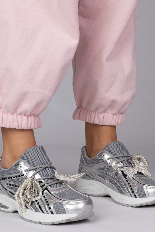 Srebrne sneakersy z odpinanymi...