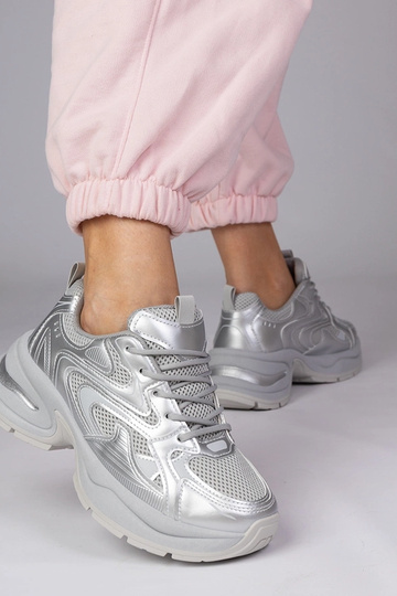 Srebrne sneakersy sportowe... 2