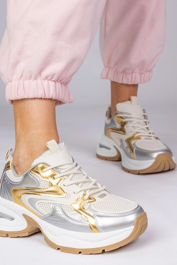 Złote sneakersy sportowe na...