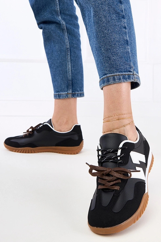 Czarne sneakersy trampki z kolorowymi...