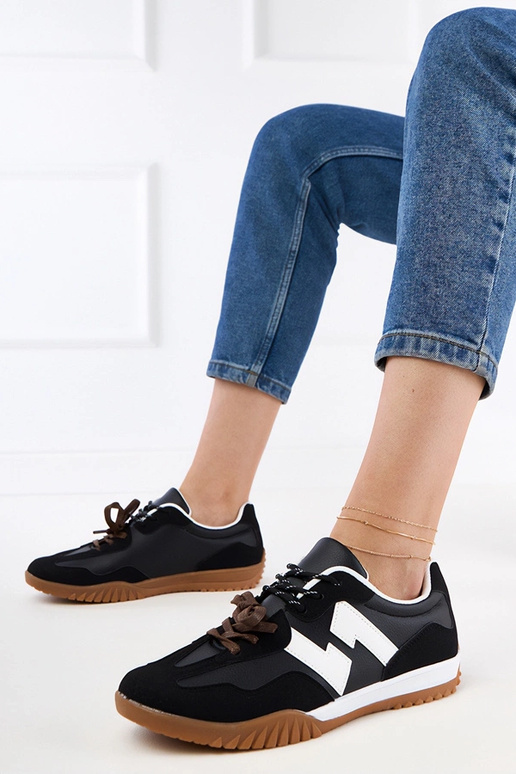 Czarne sneakersy trampki z kolorowymi...