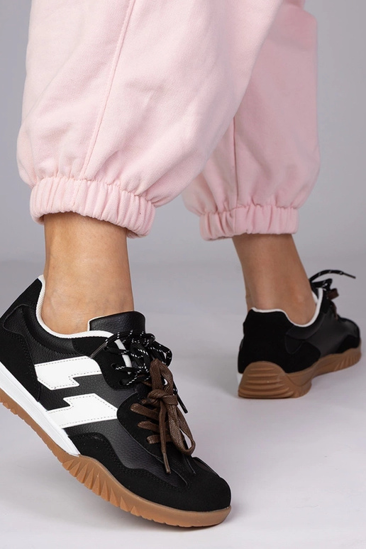 Czarne sneakersy trampki z kolorowymi...
