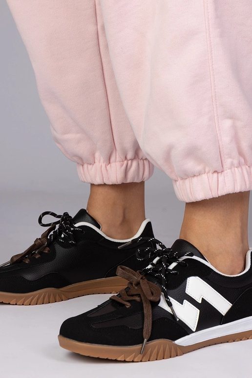 Czarne sneakersy trampki z kolorowymi...