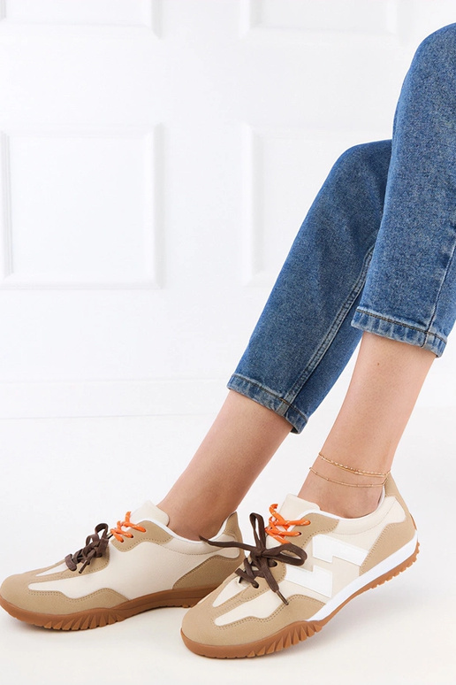 Beżowe sneakersy trampki z kolorowymi...