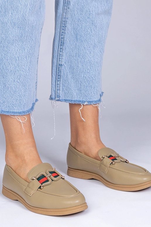 Zielone mokasyny z ekoskóry z ozdobą...