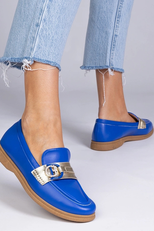 Niebieskie mokasyny z ekoskóry z...