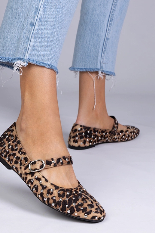 Panterkowe balerinki ze ćwiekami i...
