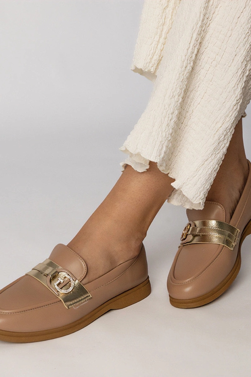 Kremowe mokasyny z ekoskóry z...