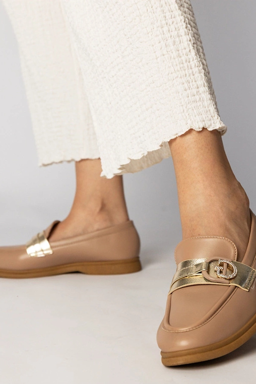 Kremowe mokasyny z ekoskóry z...