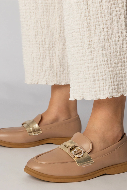 Kremowe mokasyny z ekoskóry z...