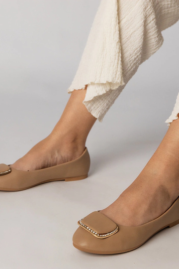 Brązowe balerinki damskie z...