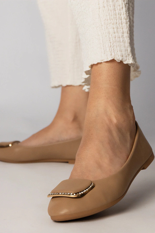 Brązowe balerinki damskie z...