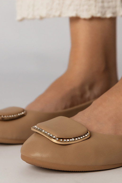 Brązowe balerinki damskie z...