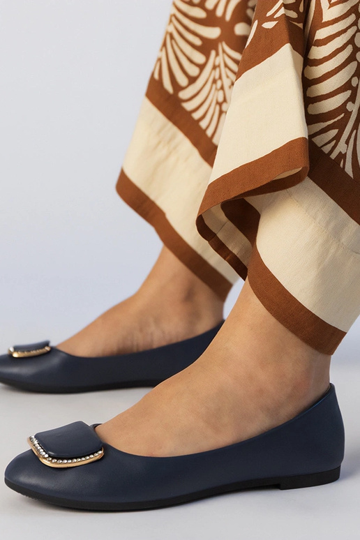 Granatowe balerinki damskie z...