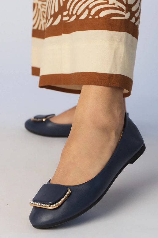 Granatowe balerinki damskie z...