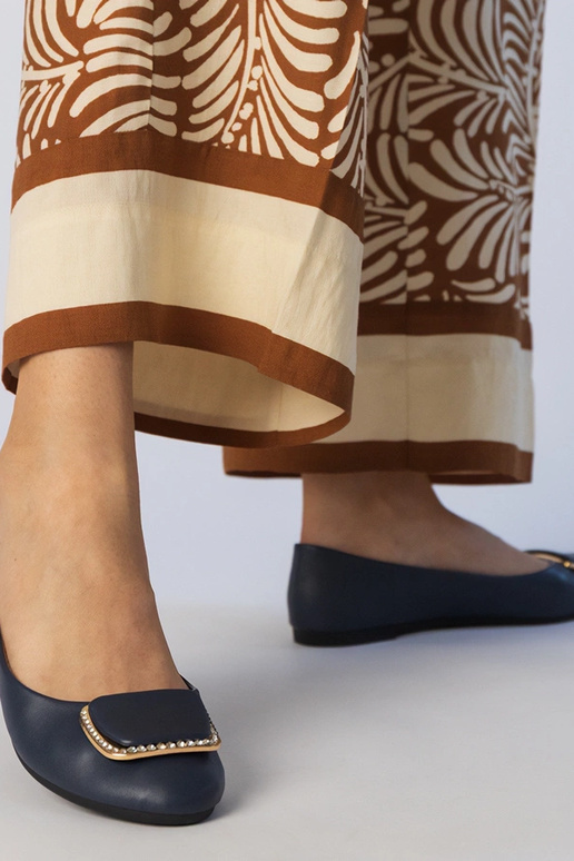 Granatowe balerinki damskie z...