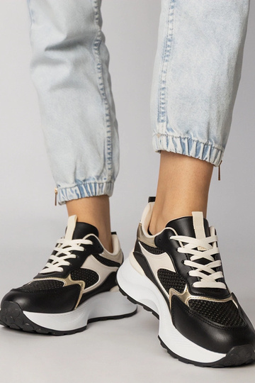 Czarne sneakersy sportowe z plecioną  wstawką Berlisa 2
