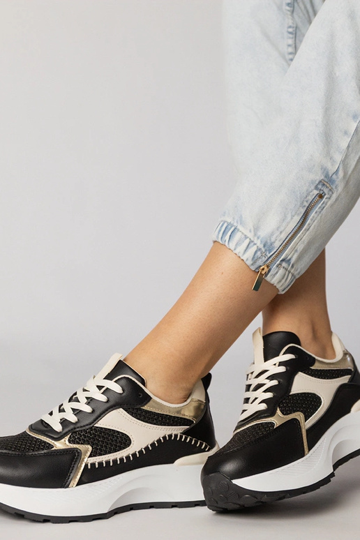 Czarne sneakersy sportowe z plecioną...