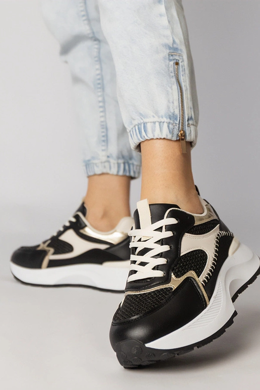 Czarne sneakersy sportowe z plecioną...