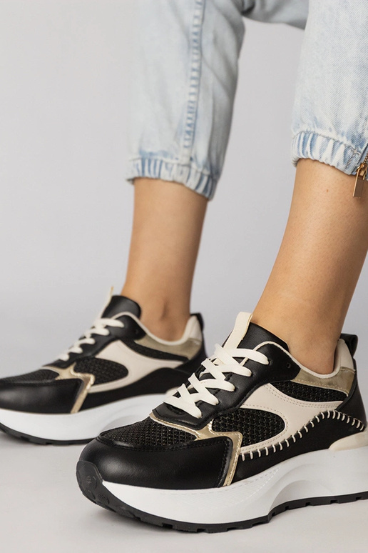 Czarne sneakersy sportowe z plecioną...