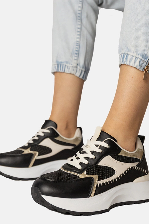 Czarne sneakersy sportowe z plecioną...