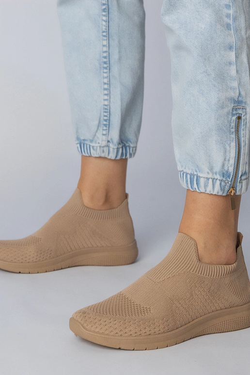 Beżowe sneakersy sportowe ze...