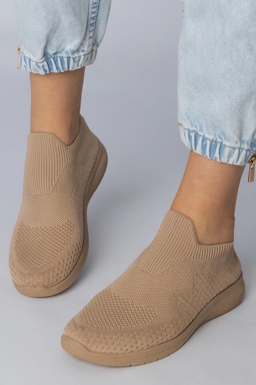 Beżowe sneakersy sportowe ze...