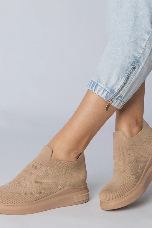 Brązowe sneakersy skarpetkowe wsuwane...