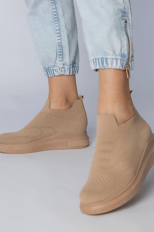 Brązowe sneakersy skarpetkowe wsuwane...