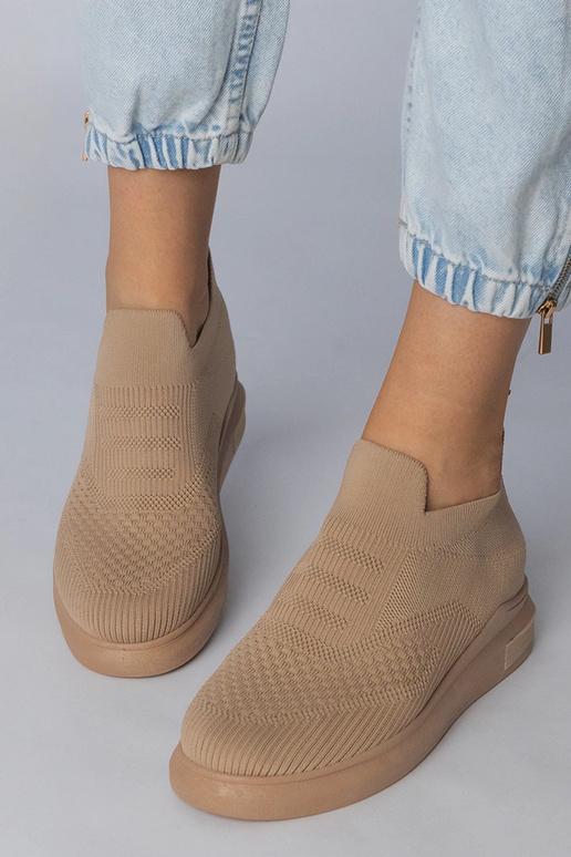 Brązowe sneakersy skarpetkowe wsuwane...