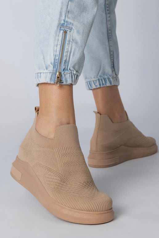 Brązowe sneakersy skarpetkowe wsuwane...