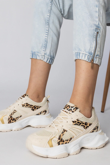 Panterkowe sneakersy sportowe na masywnej podeszwie Klarris