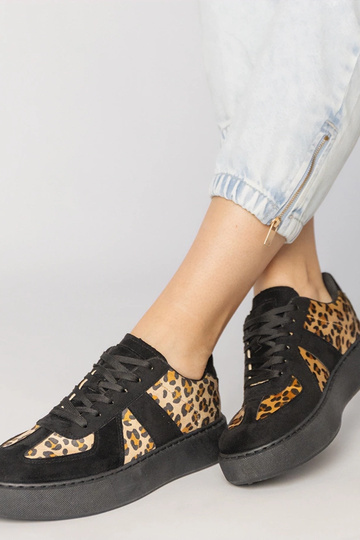 Czarno-panterkowe sneakersy damskie Toris