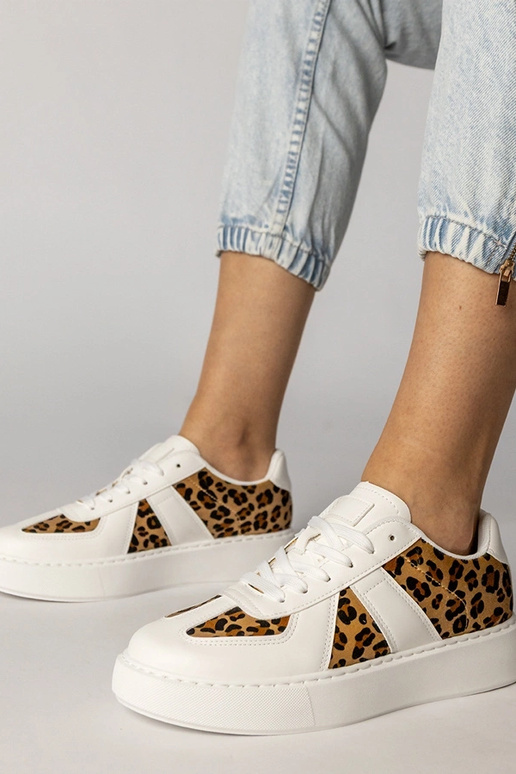 Biało-panterkowe sneakersy damskie Toris