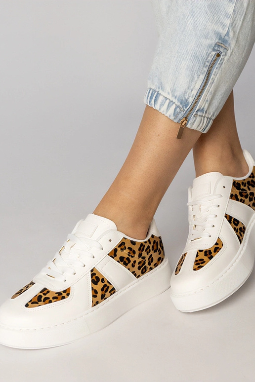 Biało-panterkowe sneakersy damskie Toris