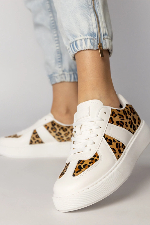 Biało-panterkowe sneakersy damskie Toris