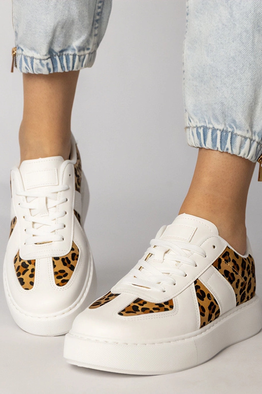 Biało-panterkowe sneakersy damskie Toris