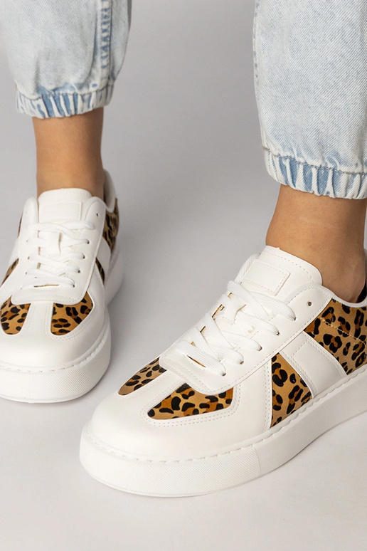 Biało-panterkowe sneakersy damskie Toris