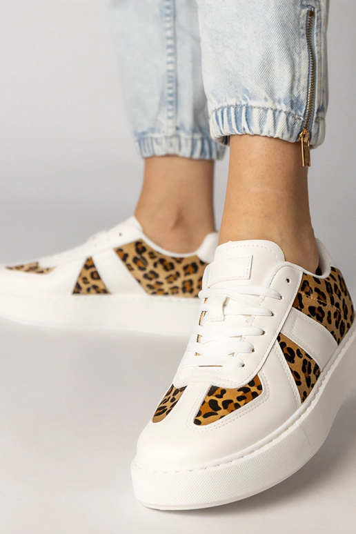 Biało-panterkowe sneakersy damskie Toris