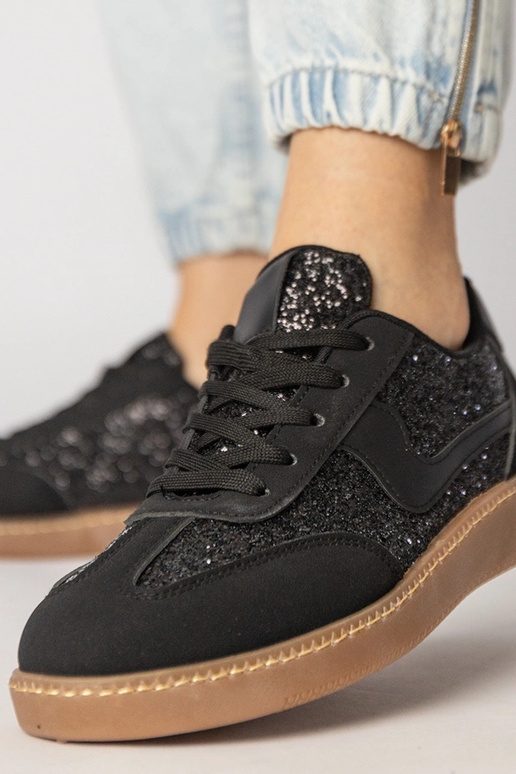 Czarne sneakersy damskie zdobione...