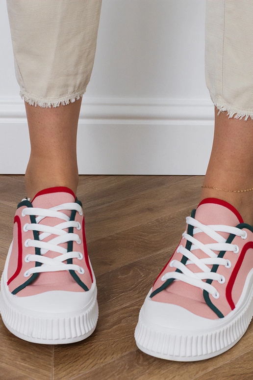 Różowe trampki damskie na platformie...