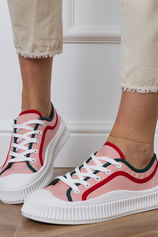 Różowe trampki damskie na platformie...