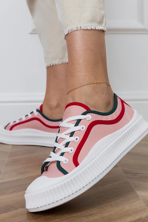 Różowe trampki damskie na platformie...