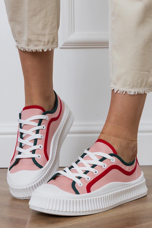 Różowe trampki damskie na platformie...