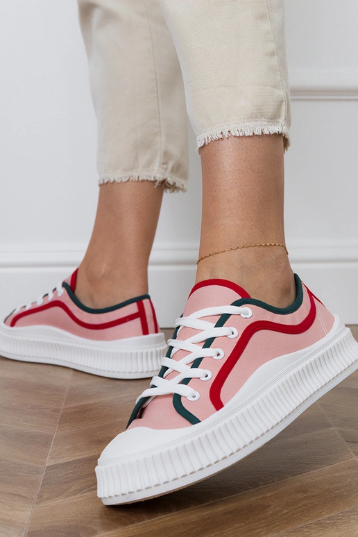 Różowe trampki damskie na platformie...