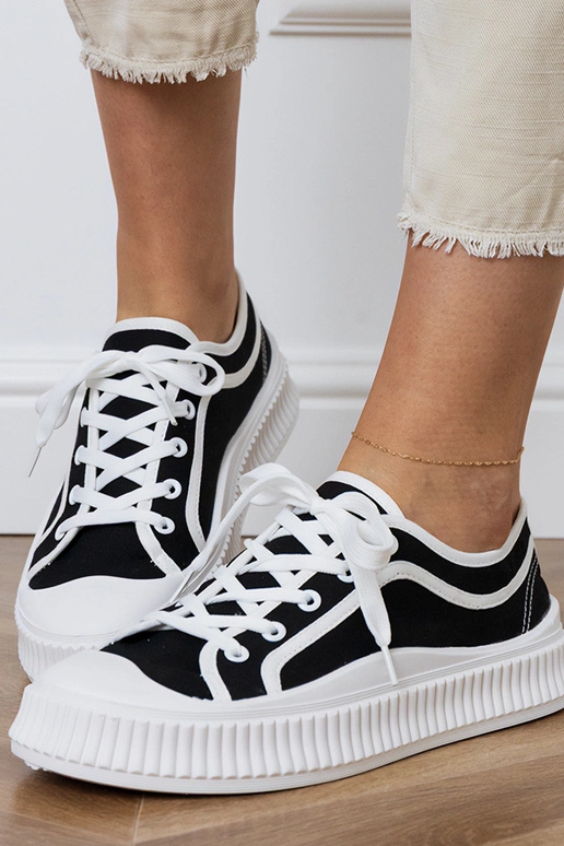 Czarne trampki damskie na platformie...