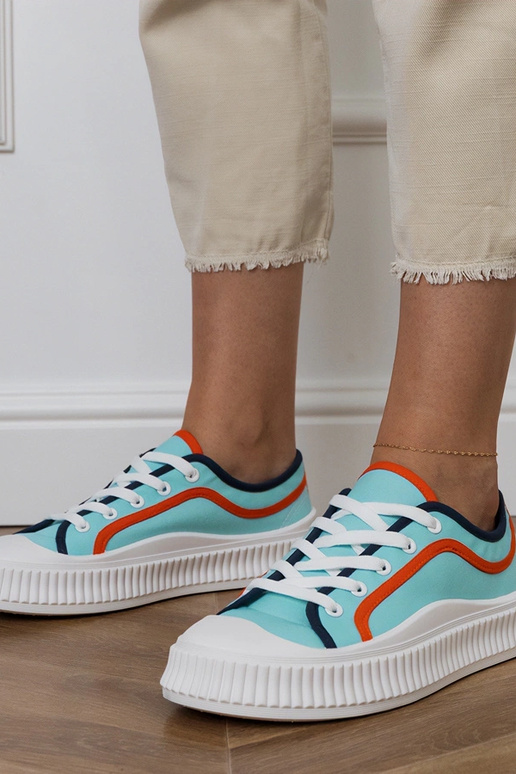 Niebieskie trampki damskie na...