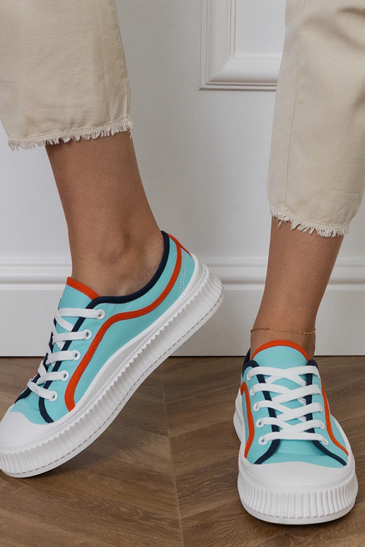 Niebieskie trampki damskie na...