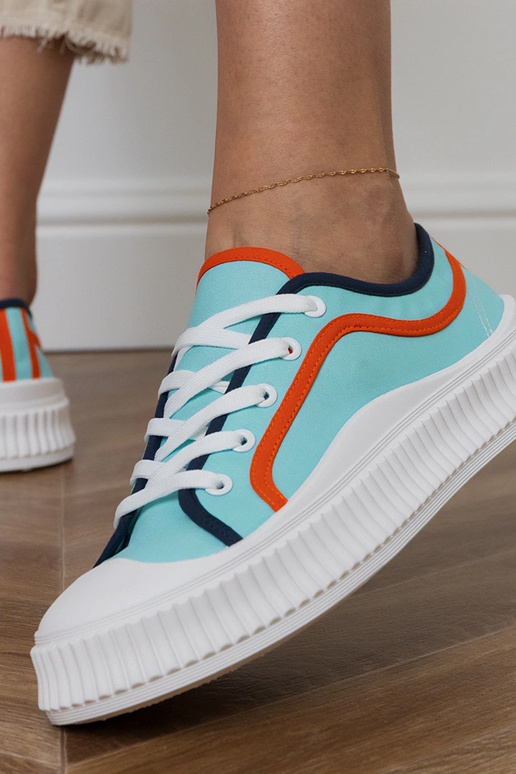 Niebieskie trampki damskie na...